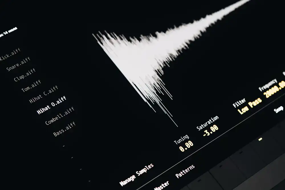 Audio waveforms on screen