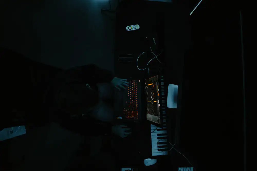 Composer working on a digital audio workstation