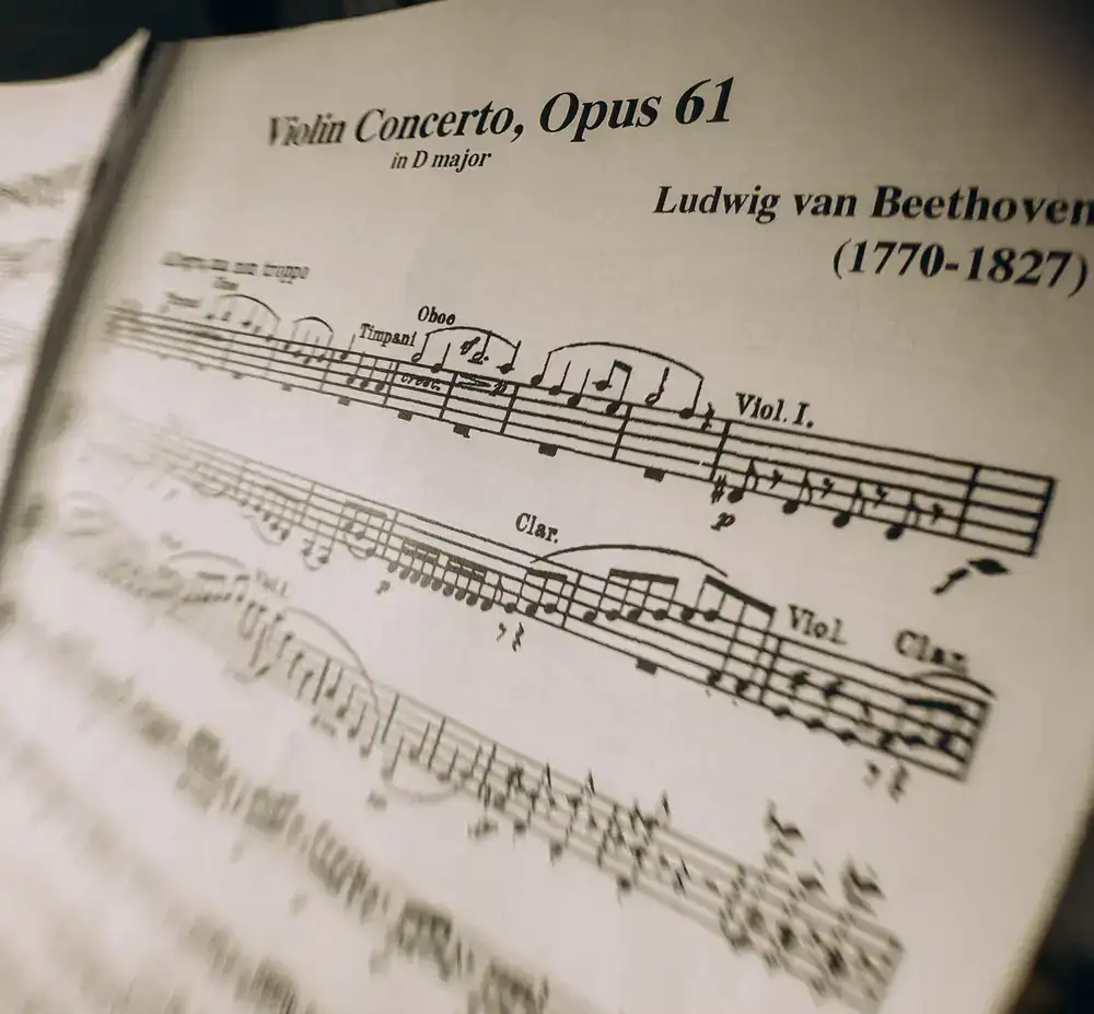 Close up of orchestral sheet music