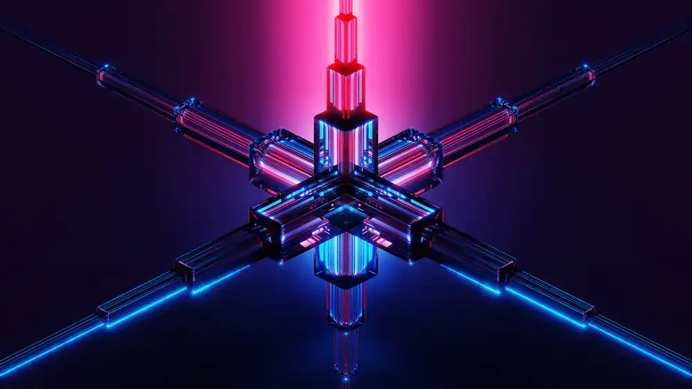 Neon abstract geometric art representing a cyberpunk game