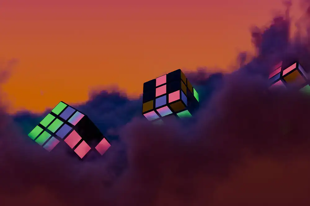 Playful geometric abstract representing an indie puzzle game